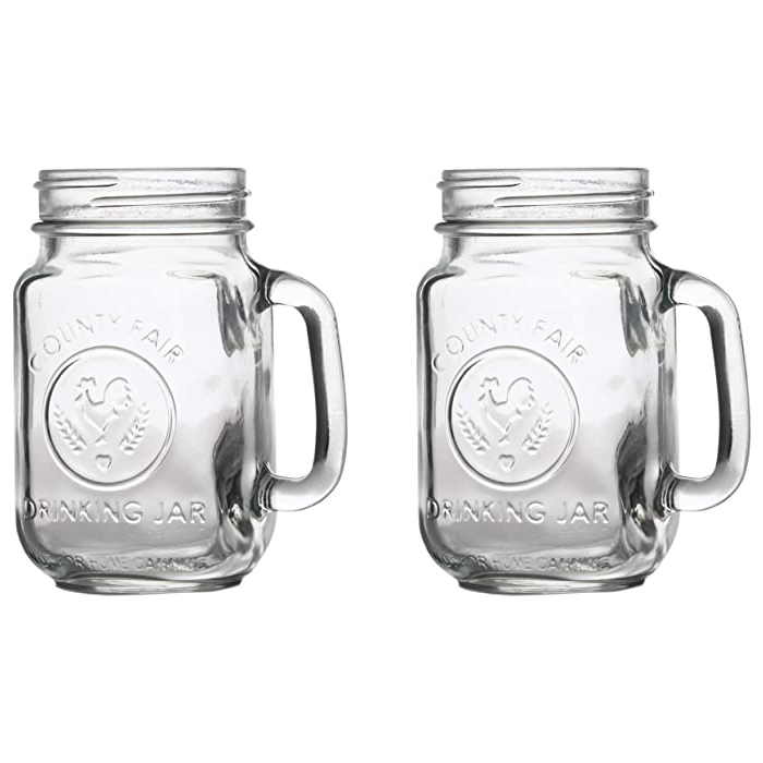 Chicken logo Mason Jar Drinking Glasses with Handles-Set of 2