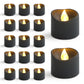 Halloween Halloween Decoration Props LED Electronic Candle Light Black Shell Small Tea Wax, Warm White Lighting (12pcs)