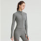 Autumn and winter yoga clothes women nude nylon crop full zip jacket