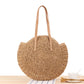 Simple round one shoulder straw woven bag