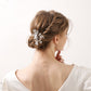 Silver Flowers White Beads Hair Comb