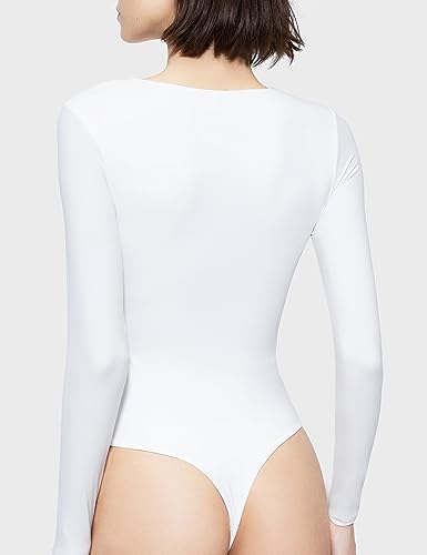 PUMIEY Bodysuit for Women Long Sleeve Bodysuit Shirts Slim Fit Sexy Going Out Tops, Splashed White X-Small - cid_438885187874