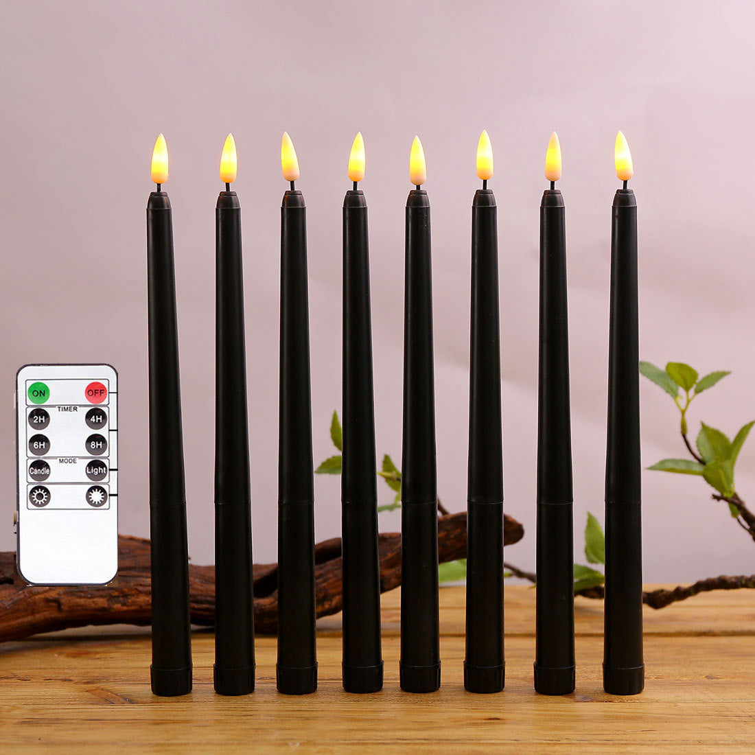 6 Candles + 1 Remote Control Black Shell Bullet Remote Control Rod Wax Electronic Candle Light Halloween Decoration