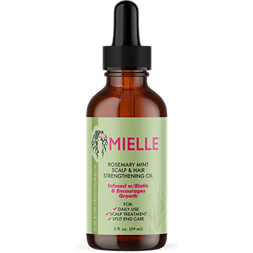 Mielle Organics Rosemary Mint Scalp & Hair Strengthening Oil With Biotin & Essential Oils, Nourishing Treatment for Split Ends and Dry Scalp for All Hair Types, 2-Fluid Ounces - hopeschwing