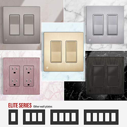ENERLITES Elite Series Screwless Decorator Wall Plate Child Safe Outlet Cover, Gloss Finish, Size 2-Gang 4.68" H x 4.73" L - elpetersondesign