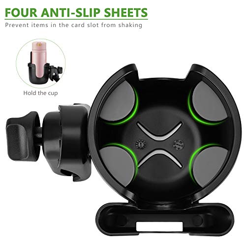 Suranew 2 Pack Wheelchair Cup Holders with Phone Holder/Organizer, Universal Bike Cup Holder, 2-in-1 Cup Holder for Walker, Bike, Stroller, Walker - thebastfamily