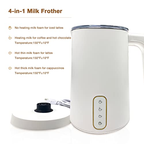 Zen Lyfe Milk Frother and Steamer Coffee Frother for Hot and Cold Foam, 4-IN-1 Automatic Stainless Steel 8.05 OZ Milk Warmer Electric Milk Frother for Coffee, Latte, Macchiato(4 in 1)