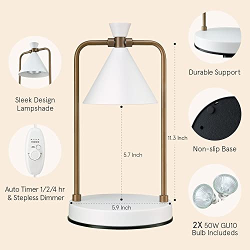LA JOLIE MUSE Candle Warmer Lamp with Timer, Dimmable Candle Lamp, Electric Candle Melter, Compatible with Small & Large Candle, 2 Bulbs Included - elpetersondesign