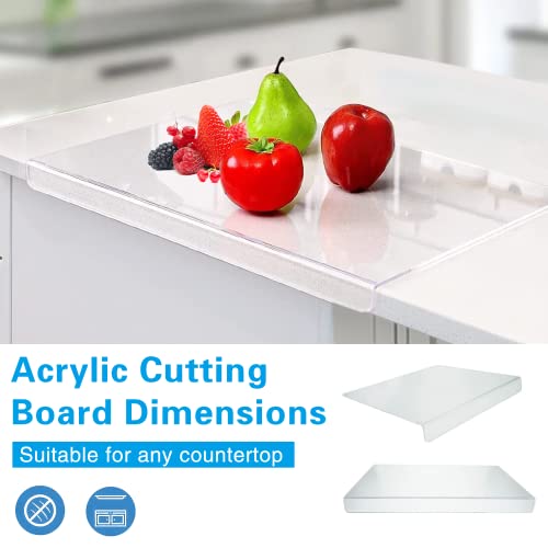 Acrylic Cutting Boards for Kitchen Counter, 2023 NEW Clear Cutting Board for Kitchen, Acrylic Anti-Slip Transparent Cutting Board with Lip for Counter Countertop Protector Home Restaurant (24x18 in)