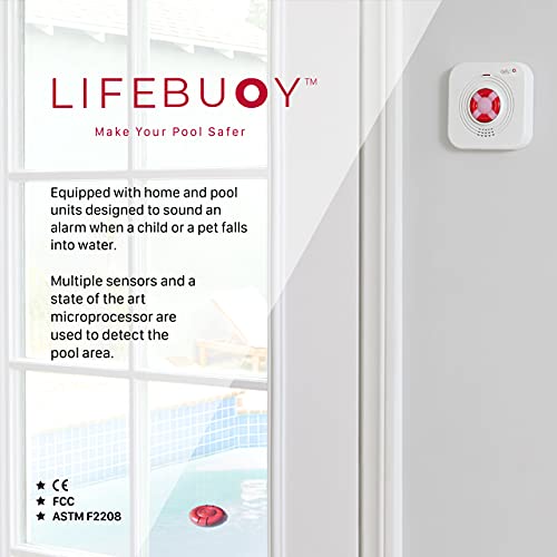 lifebuoy Pool Alarm System - Pool Motion Sensor with Advanced Algorithm - Smart Pool Alarm That is Application Controlled. Powerful Sirens Blare at Poolside and Indoors - thebastfamily