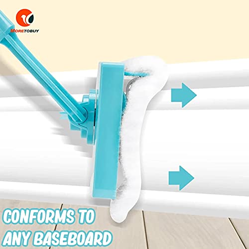 YUNWEI Baseboard Cleaner Tool with Handle 5 Reusable Cleaning Pads by No-Bending Mop Baseboard Cleaner Tool Long Handle Adjustable Baseboard Molding Tool