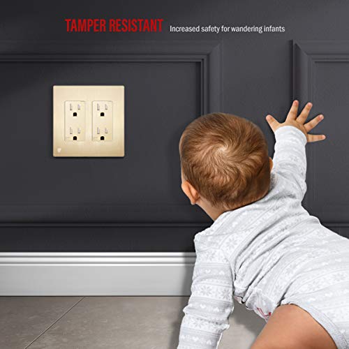 ENERLITES Elite Series Screwless Decorator Wall Plate Child Safe Outlet Cover, Gloss Finish, Size 2-Gang 4.68" H x 4.73" L - elpetersondesign