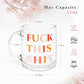 MARKABLE Fuck This Shit - Glass Coffee Mug, Large Wide Mouth Glass Mug, Clear Tea Cup with Handle, Perfect Design for Hot and Cold Drinks, 11 OZ Glass Cup for Beer, Coffee, Milk, Juice and Tea