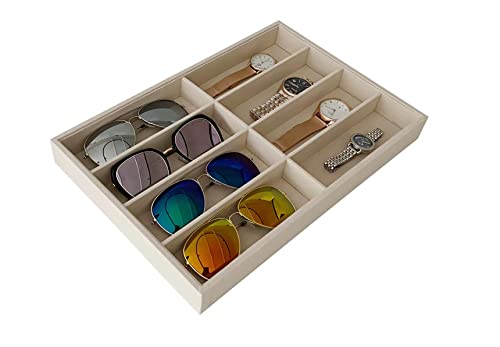 Large Beige Premium Quality Velvet Glasses Box Tray Stackable Practical Trade Show Home Use Jewelry Display Organizer - elpetersondesign