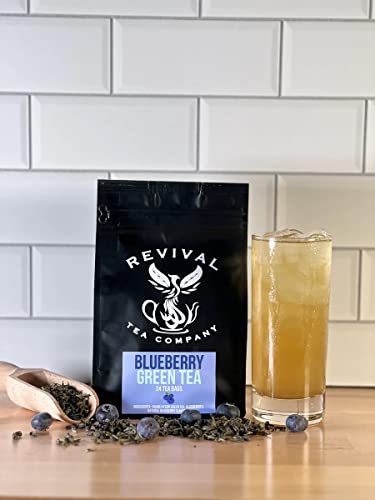 Blueberry Green Tea,All Natural Hot Tea,Revival Tea,Tea Bags 24 Count
