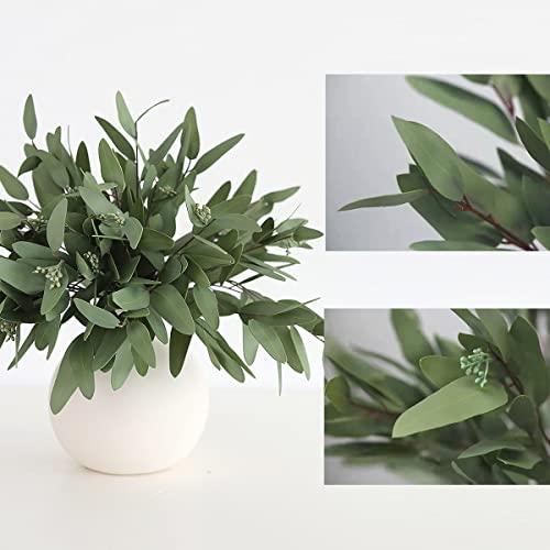 ANNIE&PANDA 3 Pack Faux Real Touch Artificial Eucalyptus Stems with Seeds 31'' Tall Fake Plants Leaves Olive Tree Branches Faux Greenery Stems for Bridal Wedding Bouquet Vase Table Centerpiece Decor