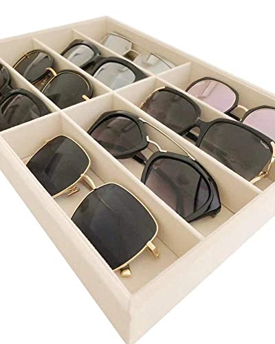 Large Beige Premium Quality Velvet Glasses Box Tray Stackable Practical Trade Show Home Use Jewelry Display Organizer - elpetersondesign