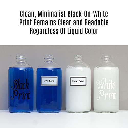 Ceramic Printed Glass Dish Soap and Hand Soap Dispenser Set with Black Metal Pump, 16 oz, Clear
