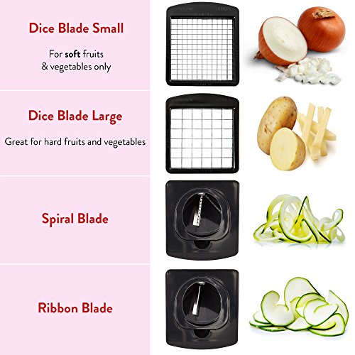 Fullstar Vegetable Chopper - Spiralizer Vegetable Slicer - Onion Chopper with Container - Pro Food Chopper - Black Slicer Dicer Cutter - 4 Blades - kalejunkie