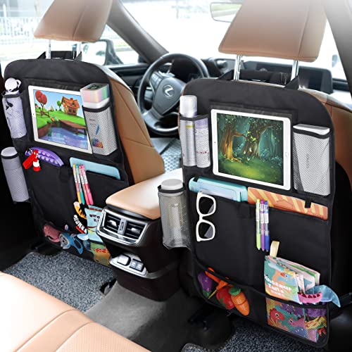 Backseat Car Organizer 2 Pack, Kids Back Seat Organizers, Kick Mats Back Seat Protector - thebastfamily