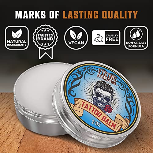 Viking Revolution Tattoo Care Balm for Before, During & Post Tattoo – Safe, Natural Tattoo Aftercare Cream – Moisturizing Lotion to Promote Skin Healing (2oz, 1 Pack) - hopeschwing