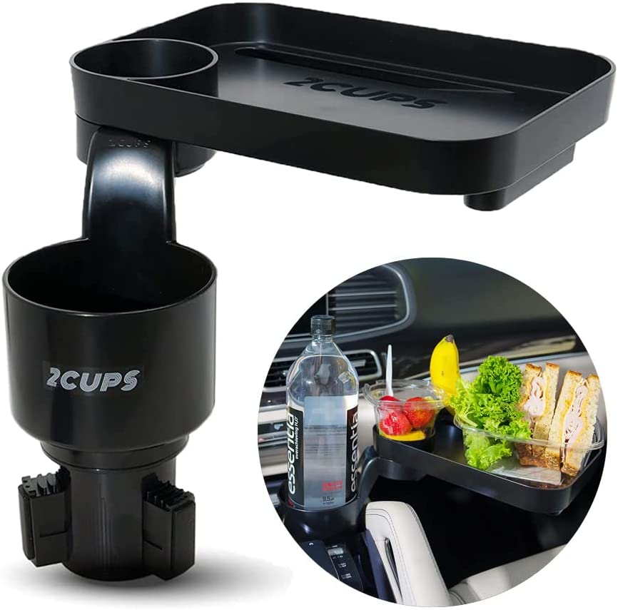 CUPS Car Cup Holder Expander and Attachable Tray, Fits Yeti / Hydroflasks / Nalgene 16-40 oz.