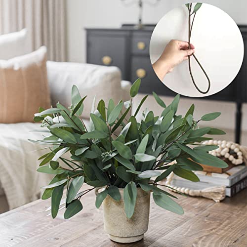 ANNIE&PANDA 3 Pack Faux Real Touch Artificial Eucalyptus Stems with Seeds 31'' Tall Fake Plants Leaves Olive Tree Branches Faux Greenery Stems for Bridal Wedding Bouquet Vase Table Centerpiece Decor