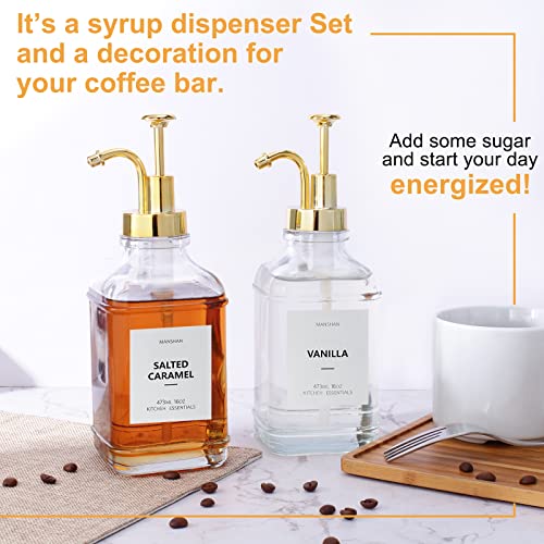 Coffee Syrup Dispenser for Coffee Bar Accessories, Coffee Pump Dispenser, Antique Design Glass Syrup Bottle Pump, Maple/Coffee Syrup Bottles - elpetersondesign