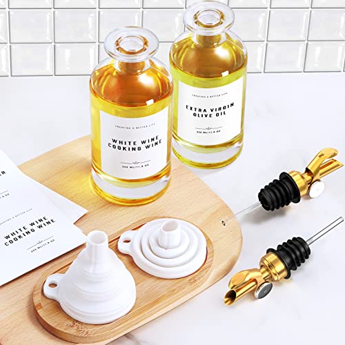 Olive Oil Dispenser Bottle with Bamboo Tray, GIXSEGIE Oil and Vinegar Dispenser Set w.Metal Pour Spout, Coffee Syrup Dispenser, Olive Oil Cruet Cooking Oil Dispenser, Oil Container Bottles for Kitchen