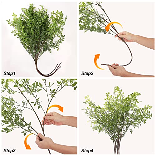 ACJRYO 3pcs Artificial Plant Leaves Bunches 43.3 Nandina Domestica Faux Greenery Stems Spray Silk Plants Branches for Vases Floral Arrangement Bouquets Wedding Greenery Decor