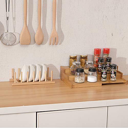 YCOCO Spice Rack Organizer for Cabinet,3 Tier Expandable Bamboo Spice Storage,Step Spice Holder for Jars Seasonings and Spice Bottles