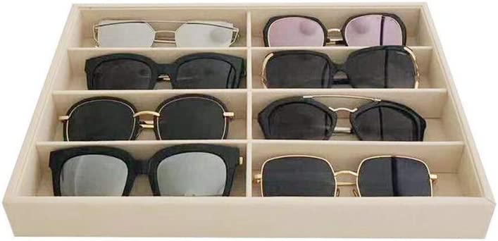 Large Beige Premium Quality Velvet Glasses Box Tray Stackable Practical Trade Show Home Use Jewelry Display Organizer