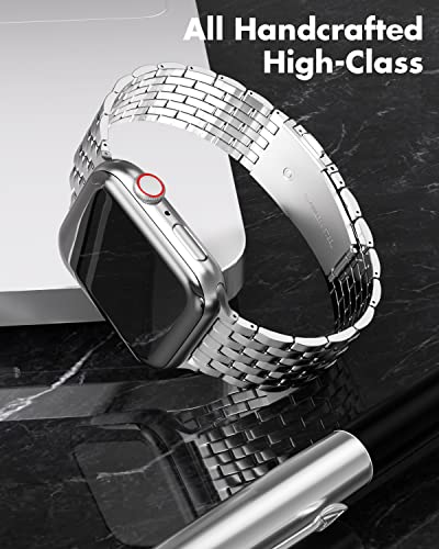 TISIMO for Apple Watch Band 41mm 40mm 38mm 45mm 44mm 42mm Series 8 7 6 5 4 3 2 1 SE SE2 Women and Men,Stainless Steel Metal Watchband for iWatch Bands(38mm 40mm 41mm,Sliver)