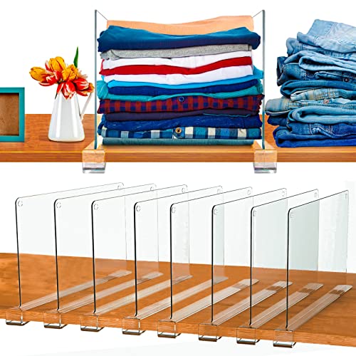 HOMEIKEA Shelf Dividers 8Pcs – Sturdy Acrylic Shelf Dividers (12x8 inches) Fits Upto 1.1-Inch-Thick Shelves – Scratch Resistant Closet Dividers- elpetersondesign