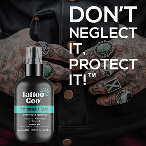Tattoo Goo Deep Cleansing Soap, Disinfecting Tattoo and Piercing Aftercare - Moisturizing Olive Oil, Alcohol and Fragrance Free - 3 oz - hopeschwing