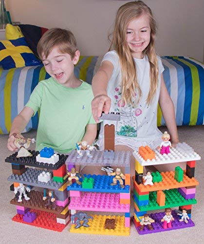 Strictly Briks Toy Building Block, Big Briks Stackable Baseplates for Towers, Shelves, and More, 100% Compatible with All Major Brands, Rainbow Colors, 12 Pack, 7.5x3.75 Inches - thebastfamily