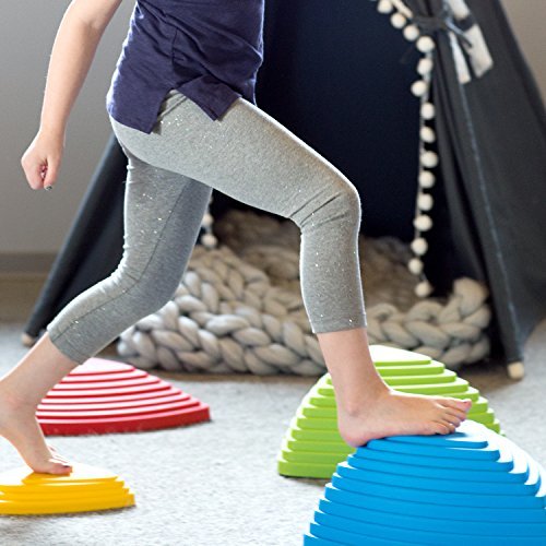 JumpOff Jo Rocksteady Balance Stepping Stones for Kids, Promotes Balance & Coordination, Set of 6 Balance Blocks, Tall Set, Primary Colors