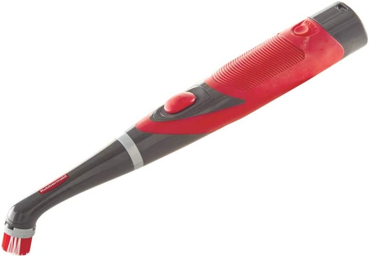 Rubbermaid Reveal Cordless Battery Power Scrubber, Gray/Red, Multi-Purpose Scrub Brush Cleaner