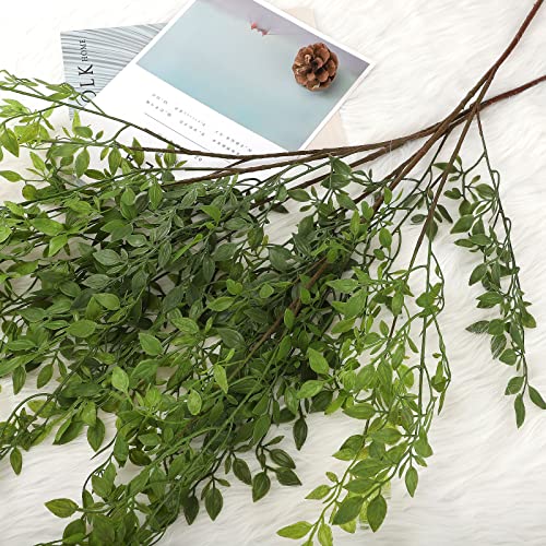ACJRYO 3pcs Artificial Plant Leaves Bunches 43.3 Nandina Domestica Faux Greenery Stems Spray Silk Plants Branches for Vases Floral Arrangement Bouquets Wedding Greenery Decor
