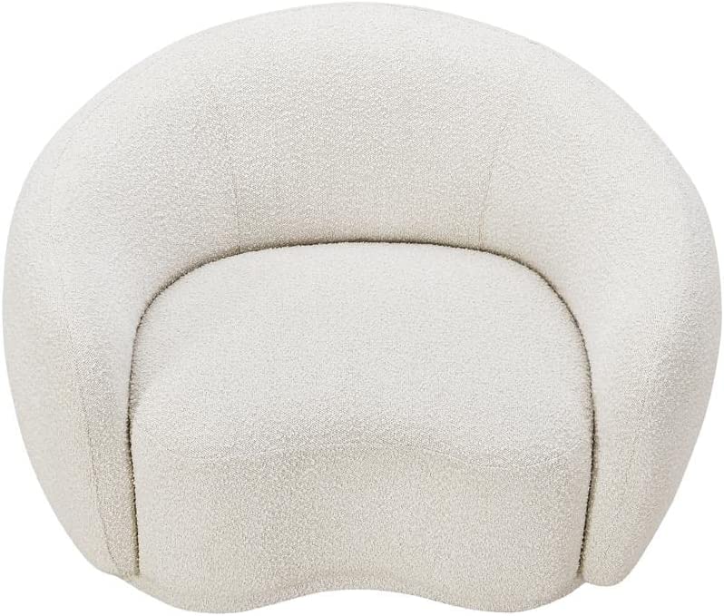 Meridian Furniture Hyde Collection Modern | Contemporary Boucle Fabric Upholstered Accent Chair with Rounded Back, 42" W x 38" D x 27.5" H, Cream - ourpnwhome