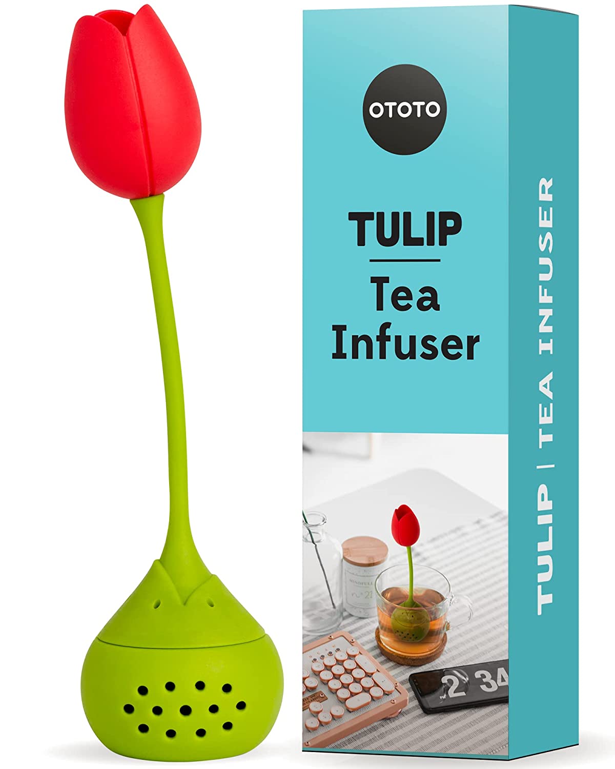 OTOTO Tulip Tea Infuser - BPA-free Silicone & 100% Food Grade Tea Steeper- Tea Infuser for Loose Tea- Heat Resistant & Dishwasher Safe Cute - Fun Kitchen Gadget, Perfect for Brewing Tea