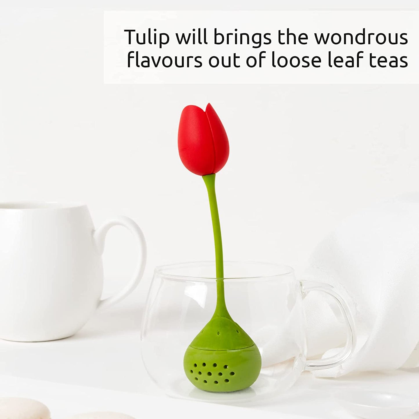 OTOTO Tulip Tea Infuser - BPA-free Silicone & 100% Food Grade Tea Steeper- Tea Infuser for Loose Tea- Heat Resistant & Dishwasher Safe Cute - Fun Kitchen Gadget, Perfect for Brewing Tea