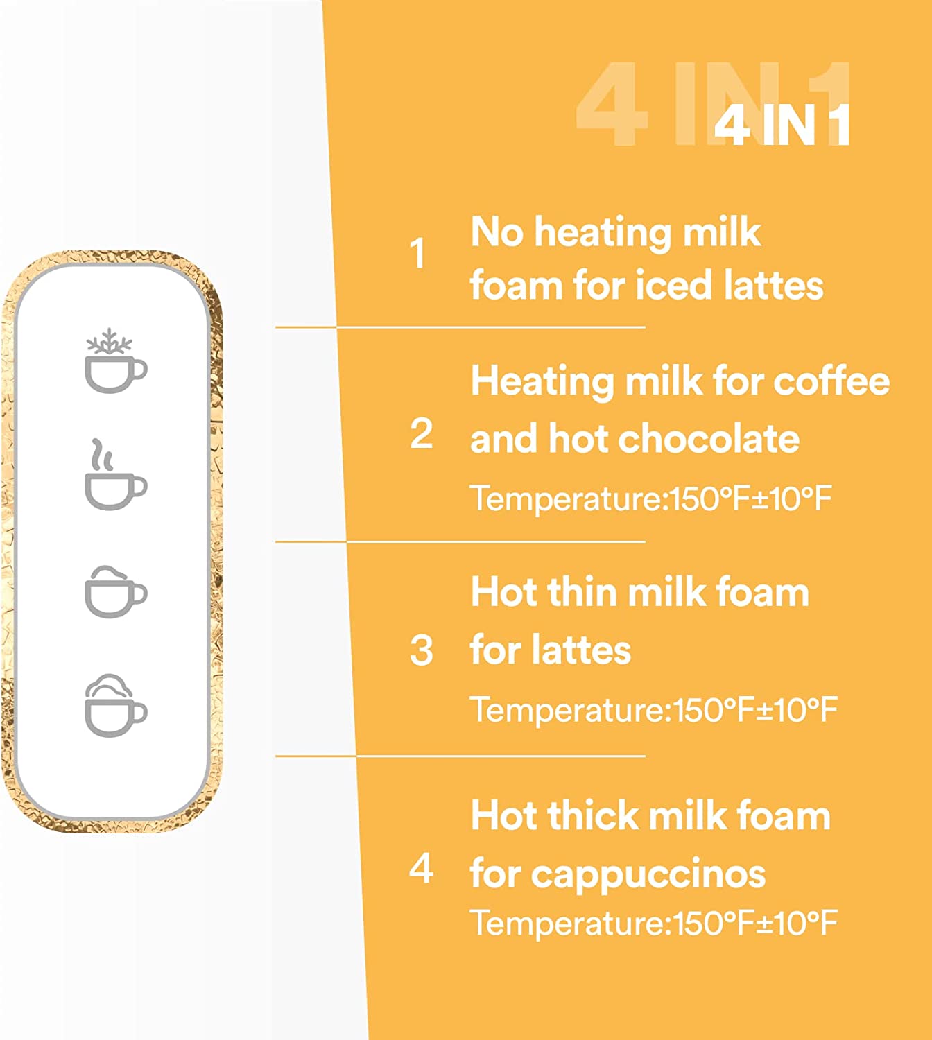 Milk Frother, Electric Milk Steamer, Milk Warmer, Automatic Hot/Cold Stainless Steel Foam Maker for Coffee, Latte, Cappuccino, Macchiato, Hot Chocolate