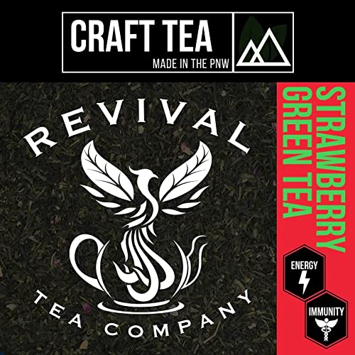 REVIVAL TEA - Strawberry Green Tea - Sencha Green Tea , Rose Petals and Natural Strawberry Flavoring | 24 Tea Bags