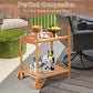 Tangkula Outdoor Acacia Wood Serving Cart, Patio Bar Cart Rolling Trolley Cart with 2 Trays, Portable Kitchen Serving Cart w/Wheels, Ideal for Business, Dining Room, Garden, Patio (Teak)