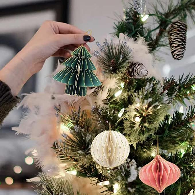 Christmas Ornaments Christmas Decoration Lantern Spherical Ornaments Creative Paper Honeycomb Ball Christmas Tree Pendant Party Decorations