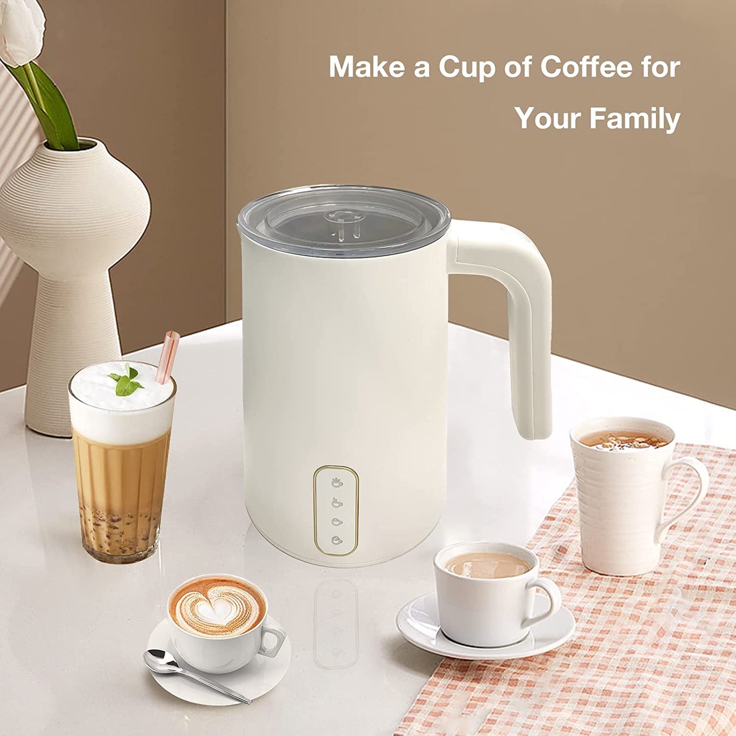 Milk Frother, Electric Milk Steamer, Milk Warmer, Automatic Hot/Cold Stainless Steel Foam Maker for Coffee, Latte, Cappuccino, Macchiato, Hot Chocolate