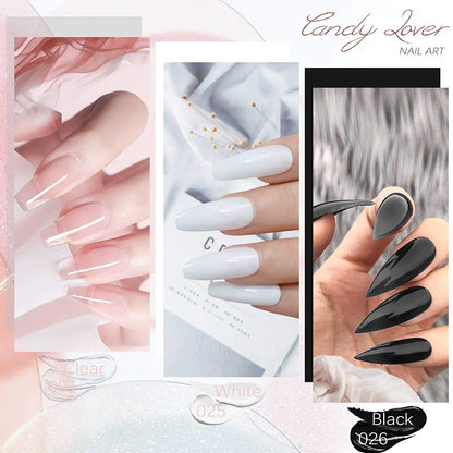 Poly Gel Nail Polish Set - Candy Lover Black White Clear 3 Popular Colors
