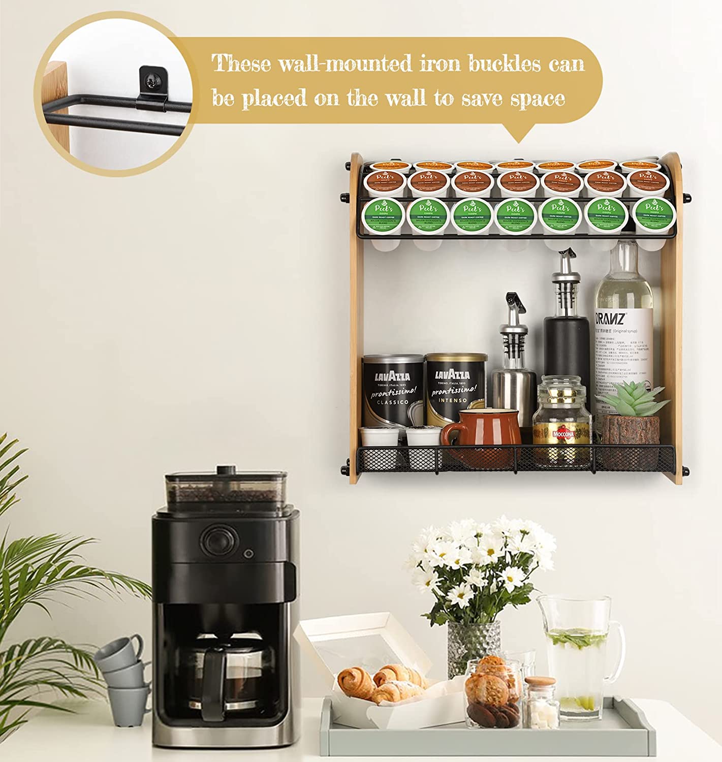 K Cup Holder Large Capacity Coffee Pod Holder Coffee Bar Accessories and Cup Storage Organizer Save Space for Home Office Kitchen Counter Organizer(at Least 49 Coffee Pods)