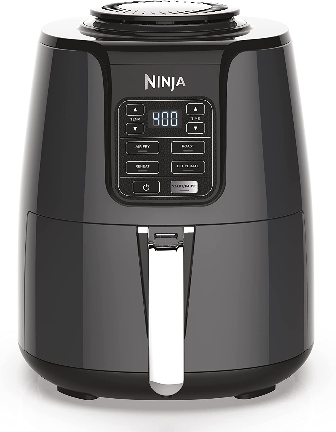 Ninja AF101 Air Fryer that Crisps, Roasts, Reheats, & Dehydrates, for Quick, Easy Meals, 4 Quart Capacity, & High Gloss Finish, Black/Grey